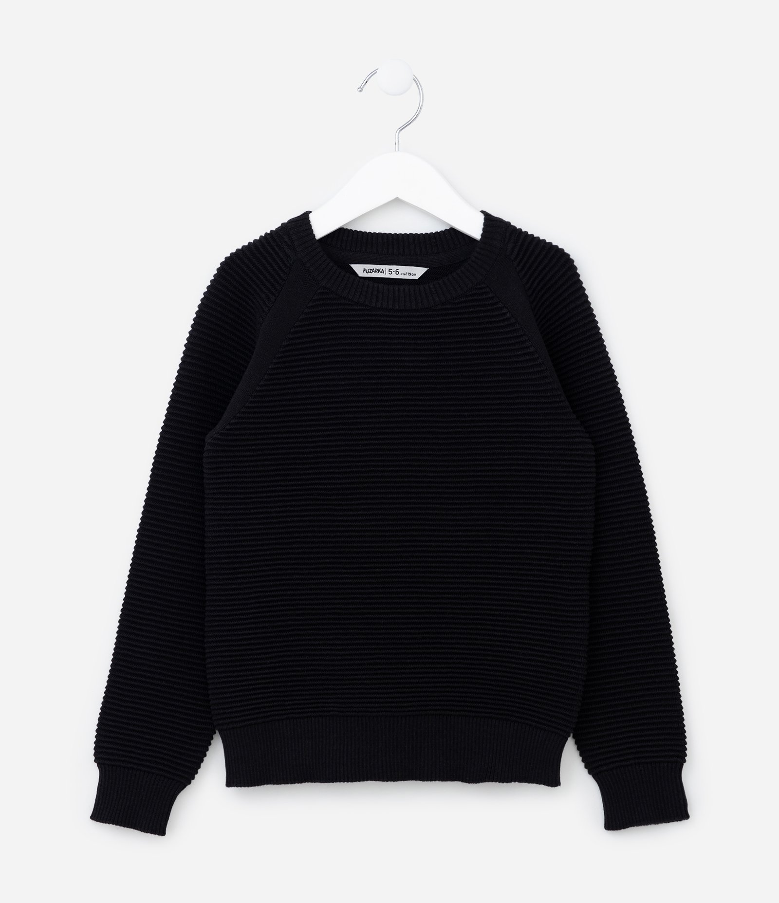 Blusão Infantil Canelado com Cava Raglan - Tam 5 a 14 Anos Preto 1