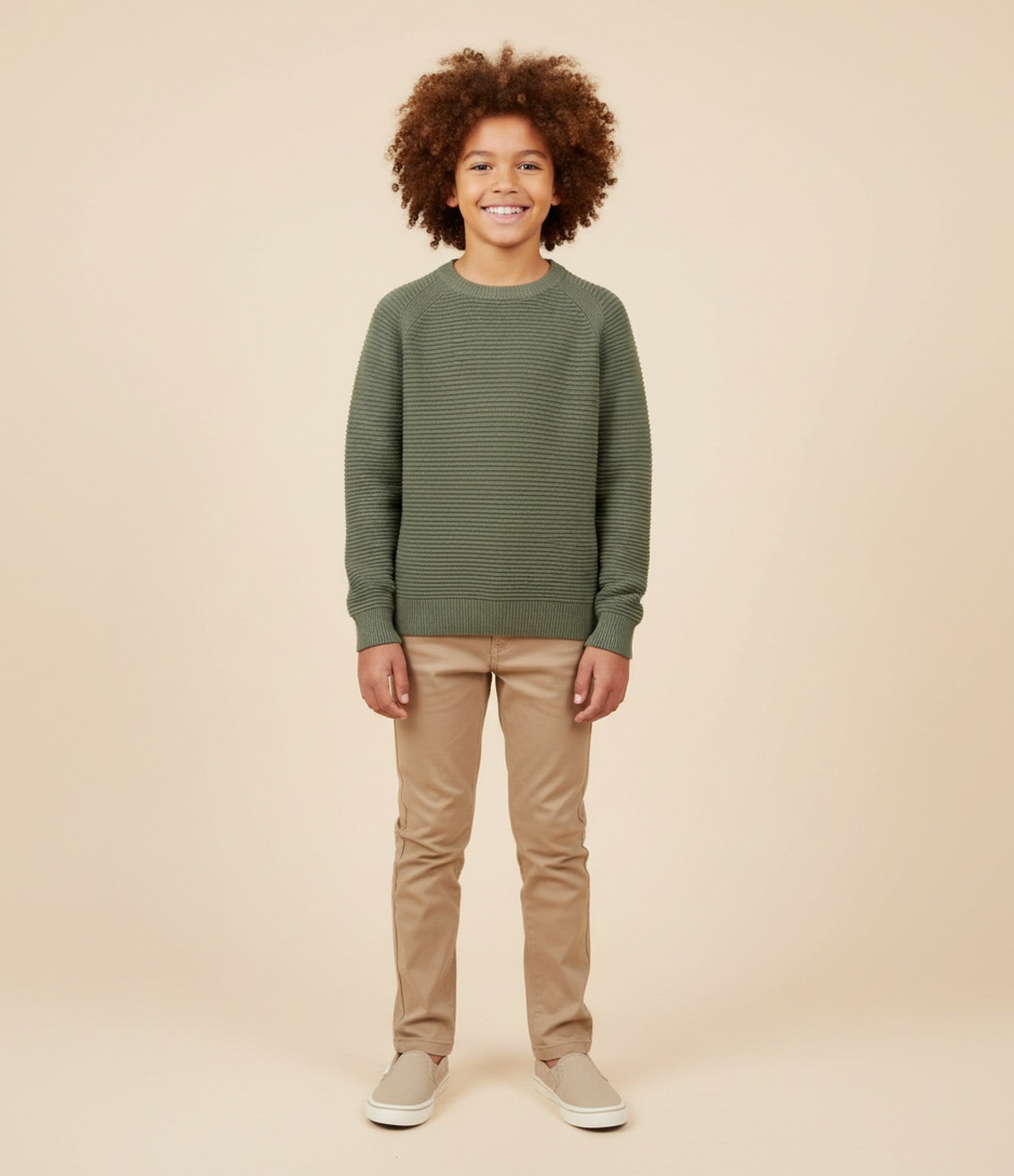 Blusão Infantil Canelado com Cava Raglan - Tam 5 a 14 Anos Verde 1