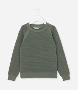 Blusão Infantil Canelado com Cava Raglan - Tam 5 a 14 Anos