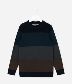 Blusão Infantil Texturizado com Estampa Bloco de Cor - Tam 5 a 14 Anos