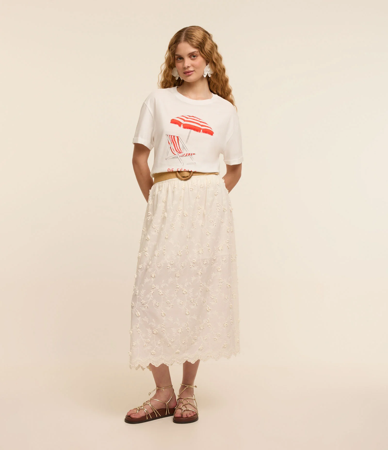 Blusa em Algodão com Estampa de Praia e Férias Branco 2