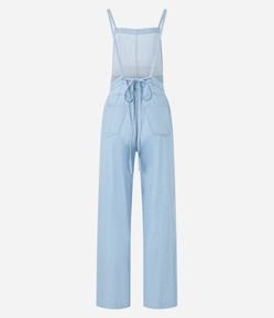 Macacão Jardineira em Jeans com Alça Fina e Bolso