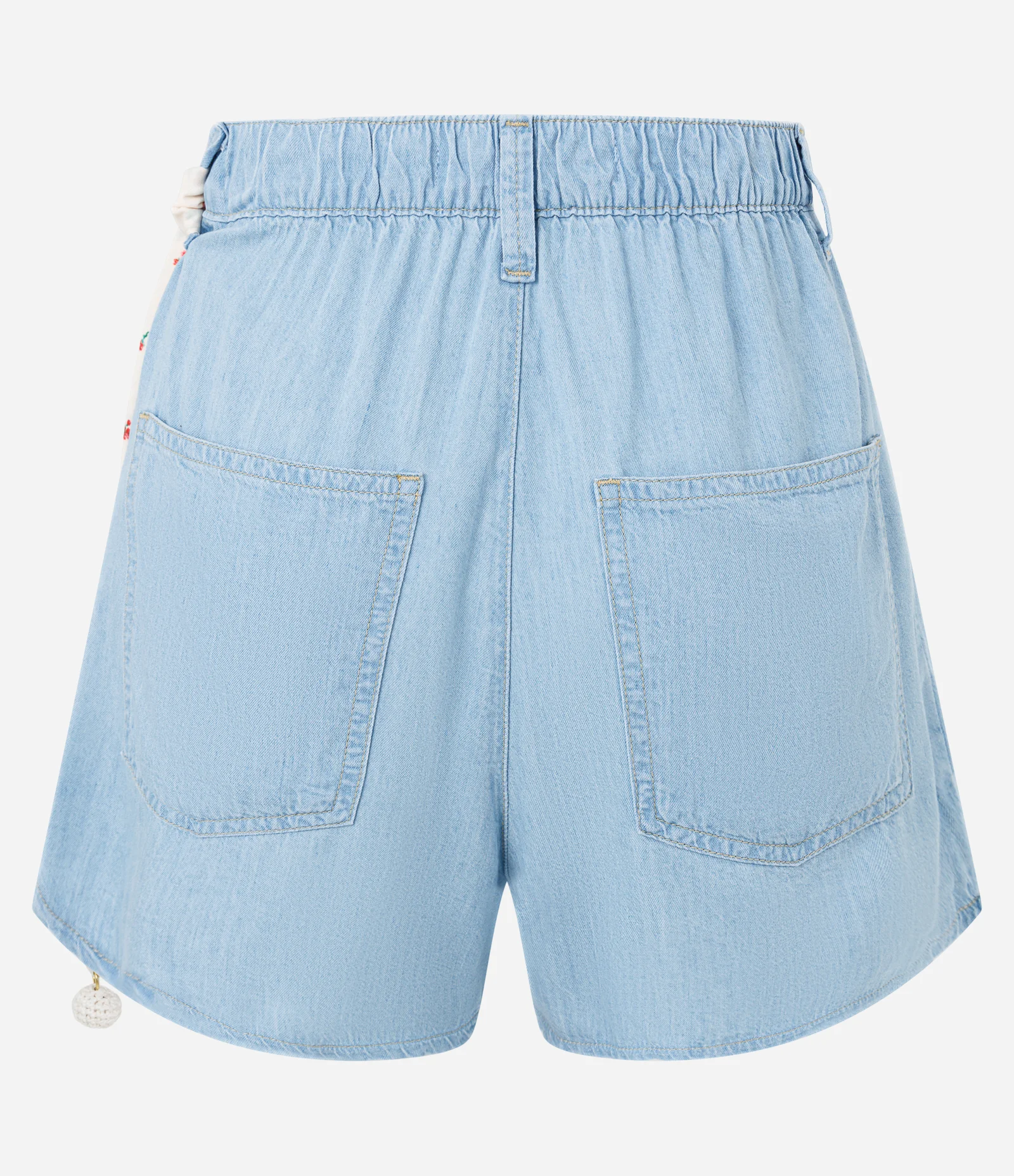 Short Baggy Jeans com Lenço nos Passantes Azul 2