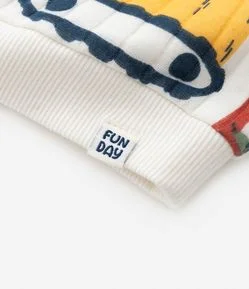 Conjunto Infantil Canelado com Estampa de Carros e Dinos - Tam 0 a 18 meses