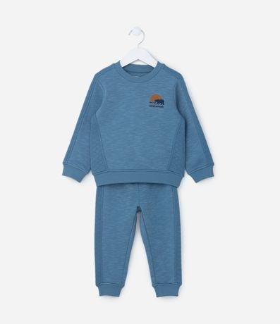 Conjunto Longo Infantil em Moletom Quentinho Tam a anos Azul