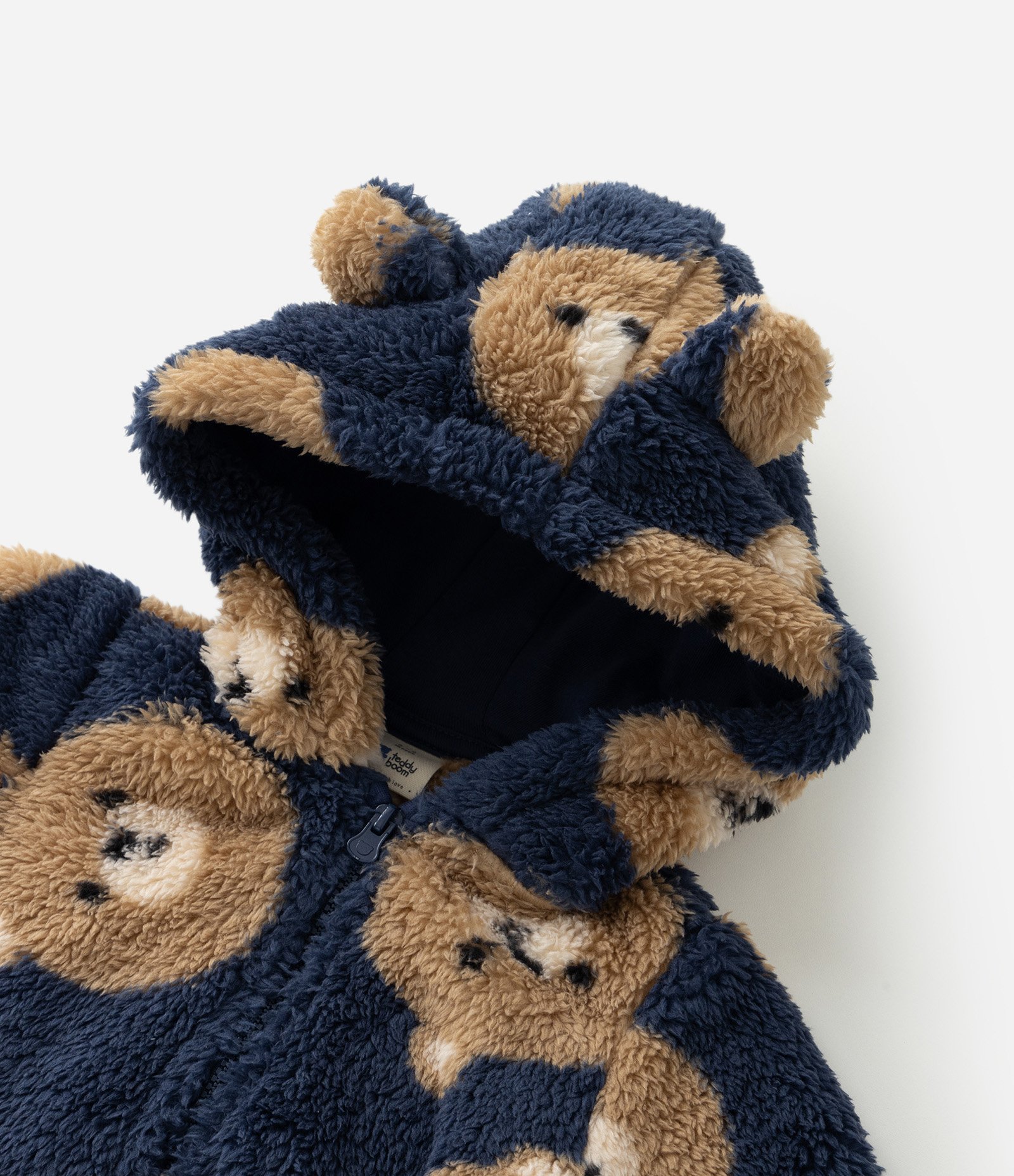 Jaqueta Infantil Quentinha Estampada de Ursinhos com Capuz - Tam 0 a 18 meses Azul 6