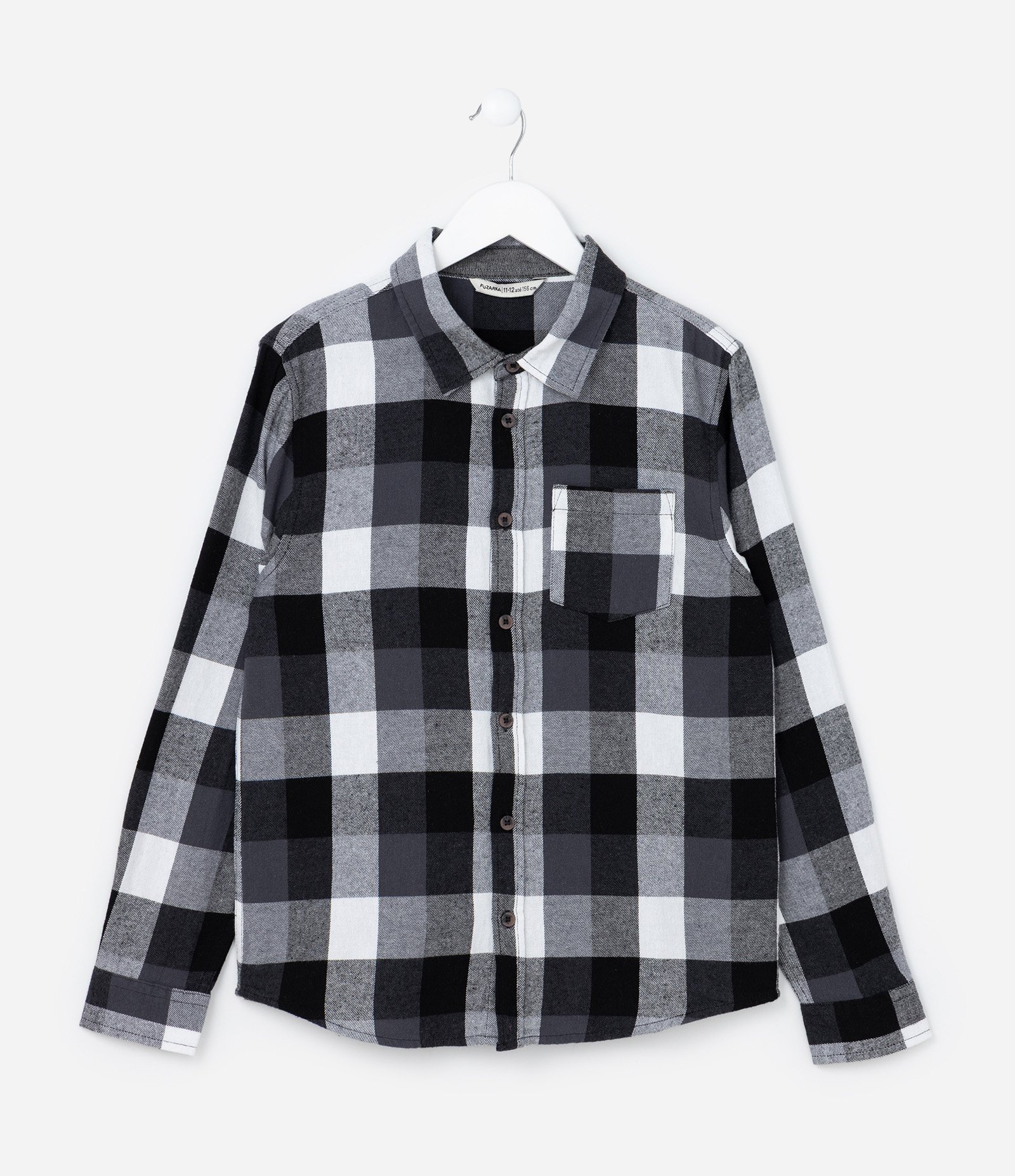 Camisa Infantil em Flanela com Estampa Xadrez - Tam - 5 a 14 Anos Preto 1