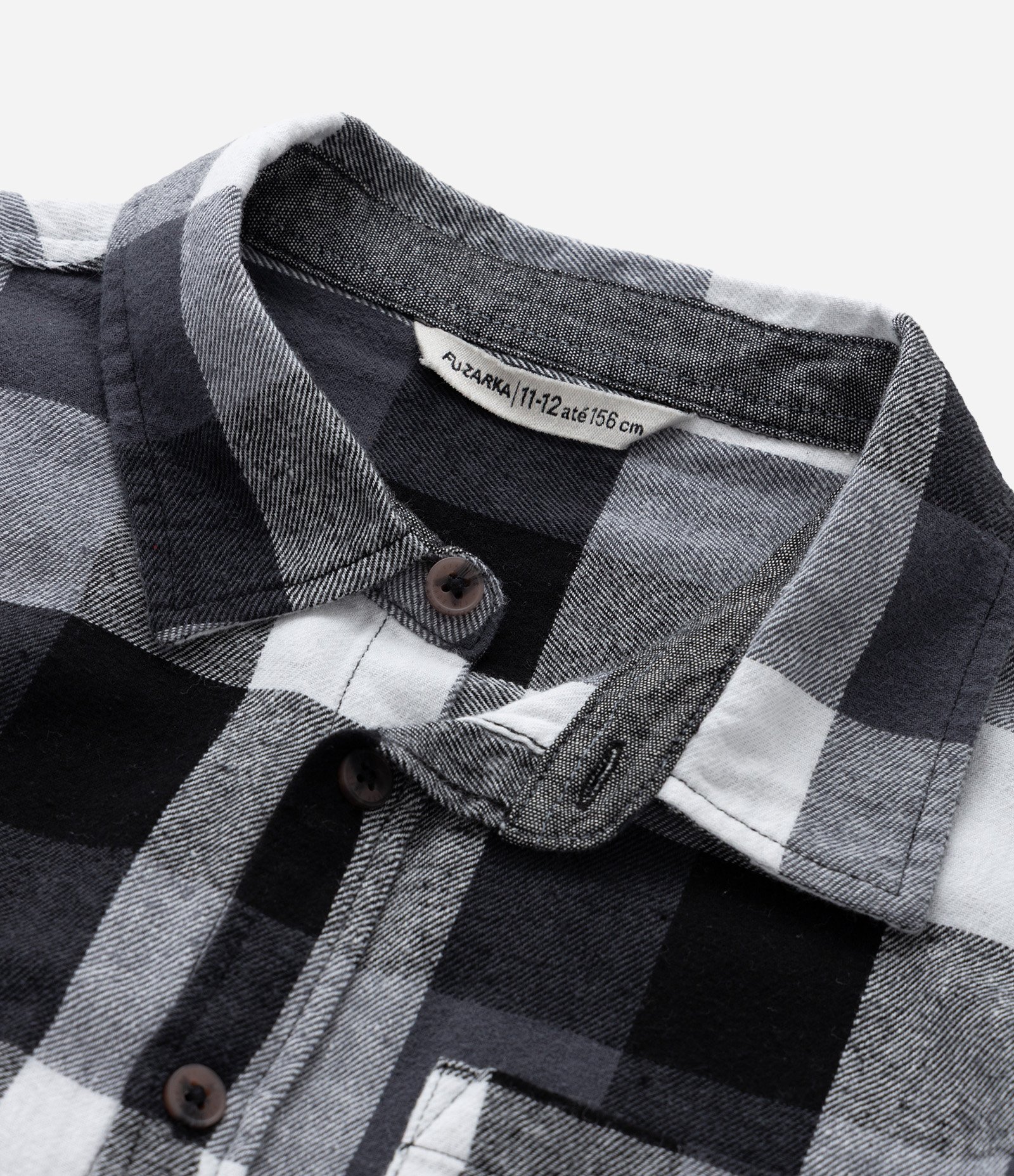 Camisa Infantil em Flanela com Estampa Xadrez - Tam - 5 a 14 Anos Preto 5