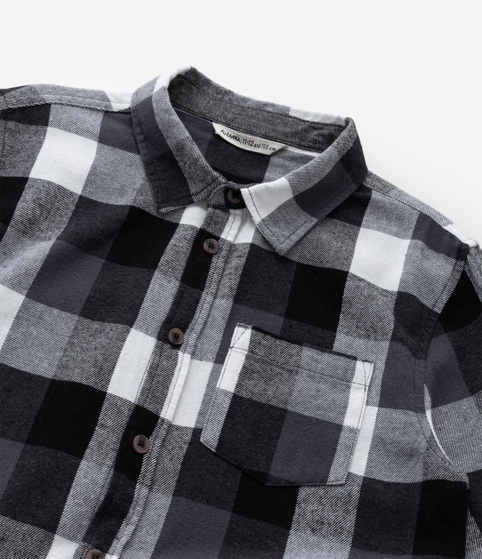 Camisa Infantil em Flanela com Estampa Xadrez - Tam - 5 a 14 Anos Preto 6