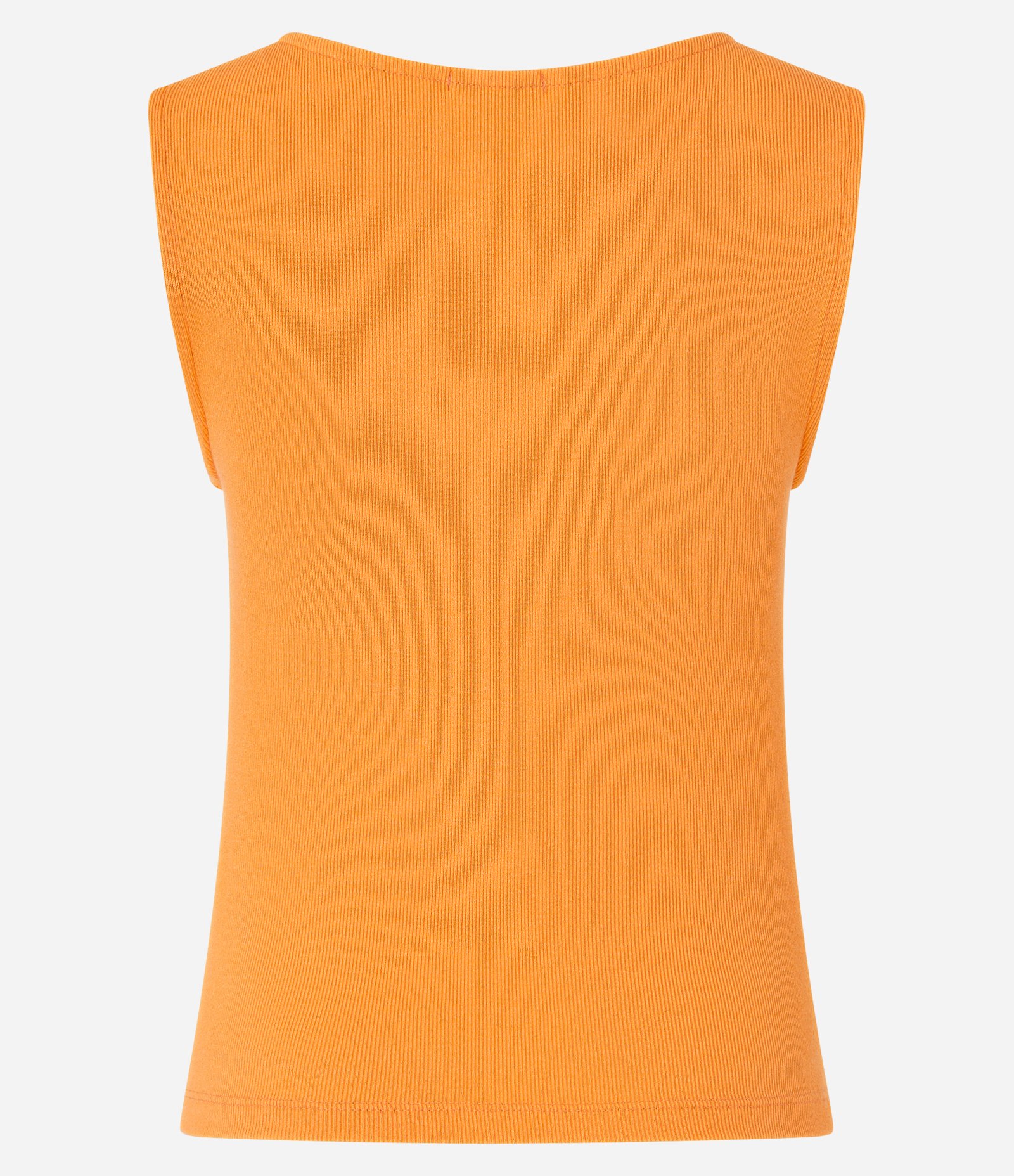 Blusa Sem Manga em Ribana com Franzido no Decote Quadrado Laranja 6