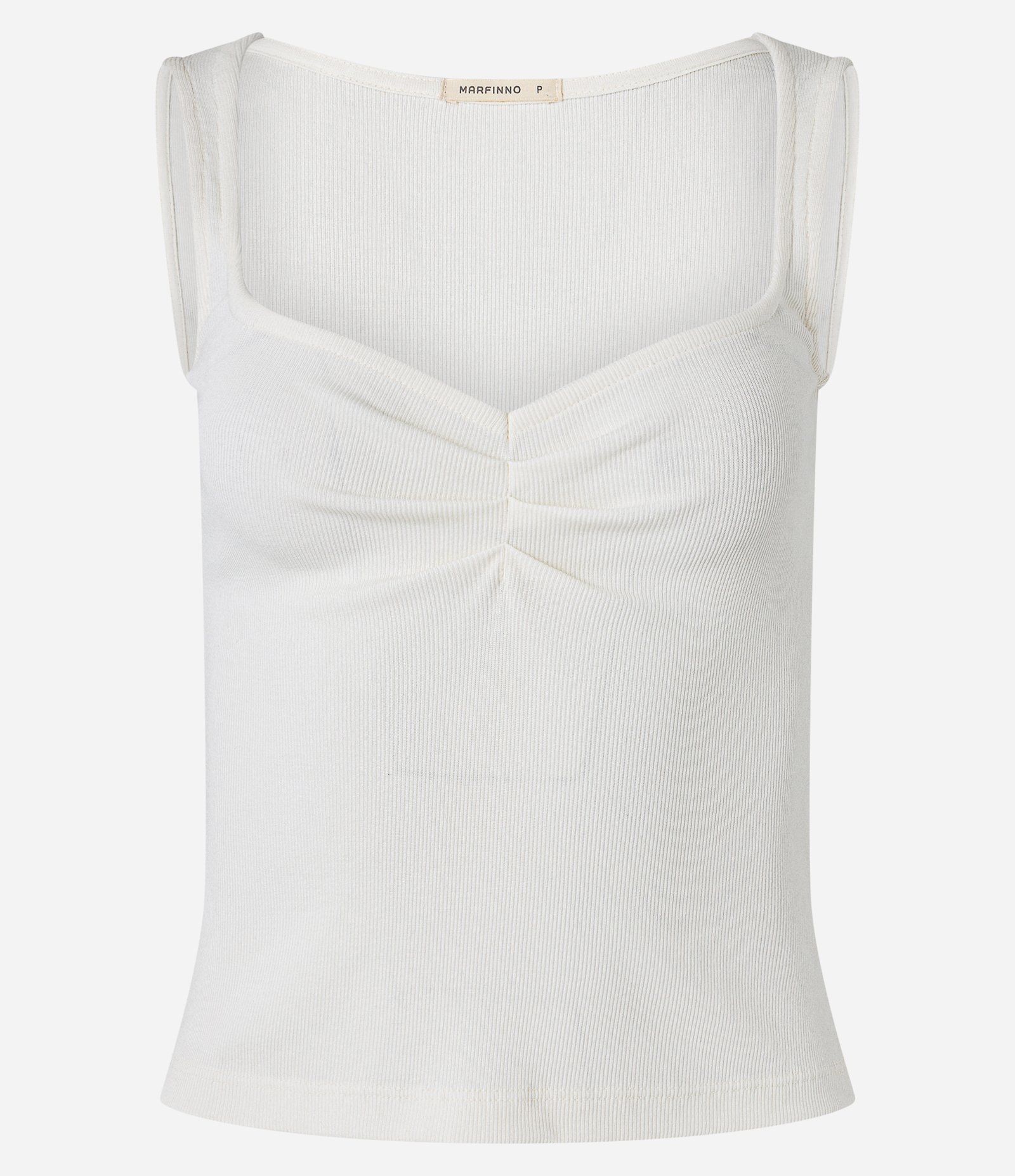 Blusa Sem Manga em Ribana com Franzido no Decote Quadrado Branco 4