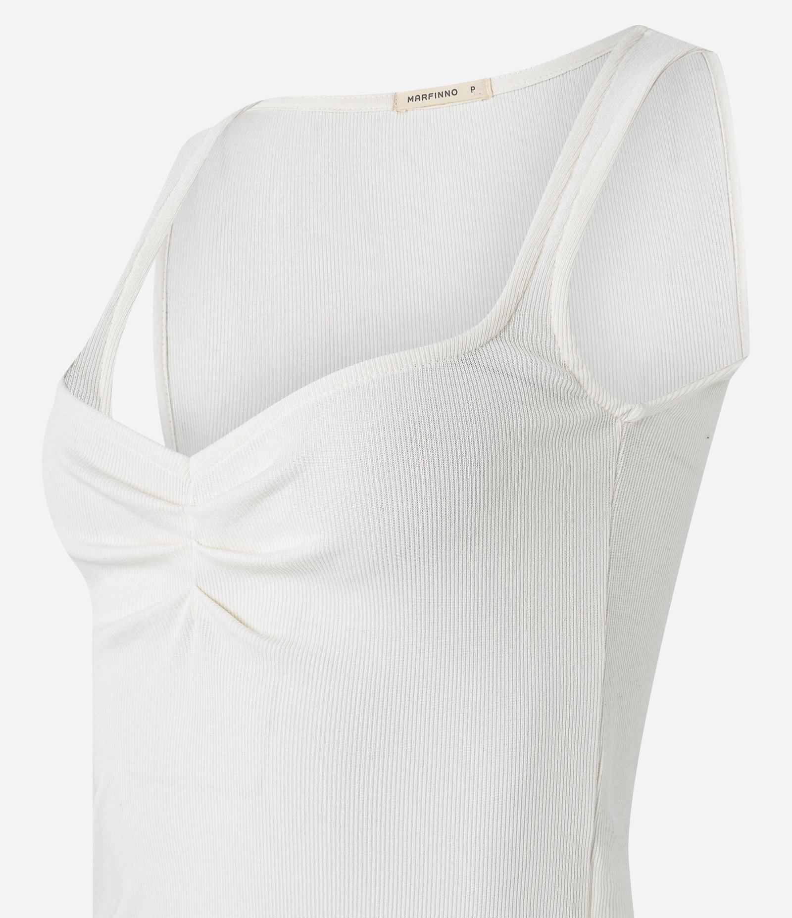 Blusa Sem Manga em Ribana com Franzido no Decote Quadrado Branco 5