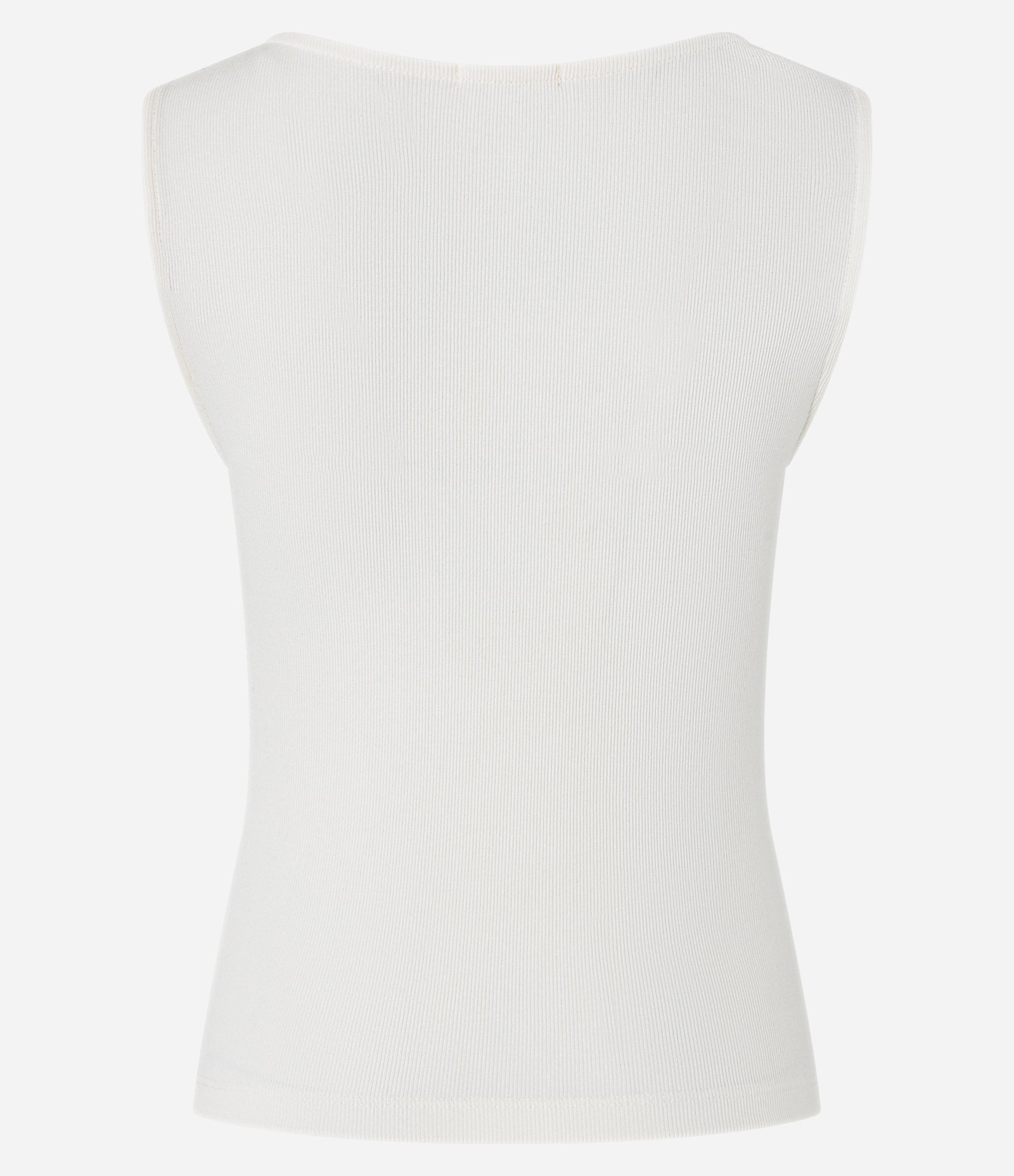 Blusa Sem Manga em Ribana com Franzido no Decote Quadrado Branco 6