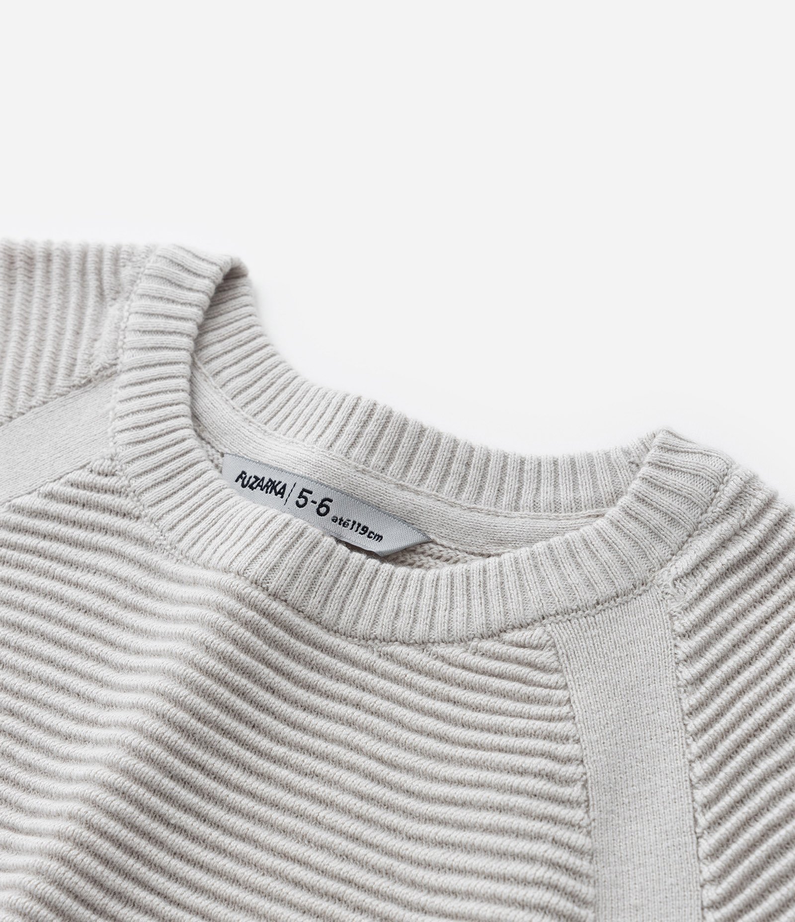 Blusão Infantil Canelado com Cava Raglan - Tam 5 a 14 Anos Cinza 4