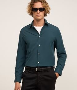 Camisa Regular Básica em Algodão com Fil a Fil