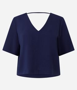 Blusa em Crepe com Decote V