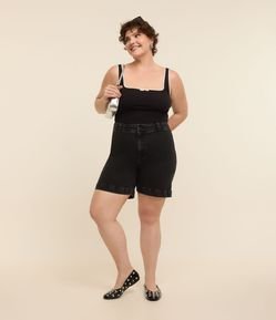 Bermuda Jeans com Elastano e Barra Larga Curve & Plus Size