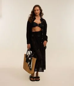 Saída de Praia Saia Envelope em Laise com Amarração