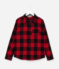 Camisa Infantil em Flanela com Estampa Xadrez - Tam 5 a 14 Anos