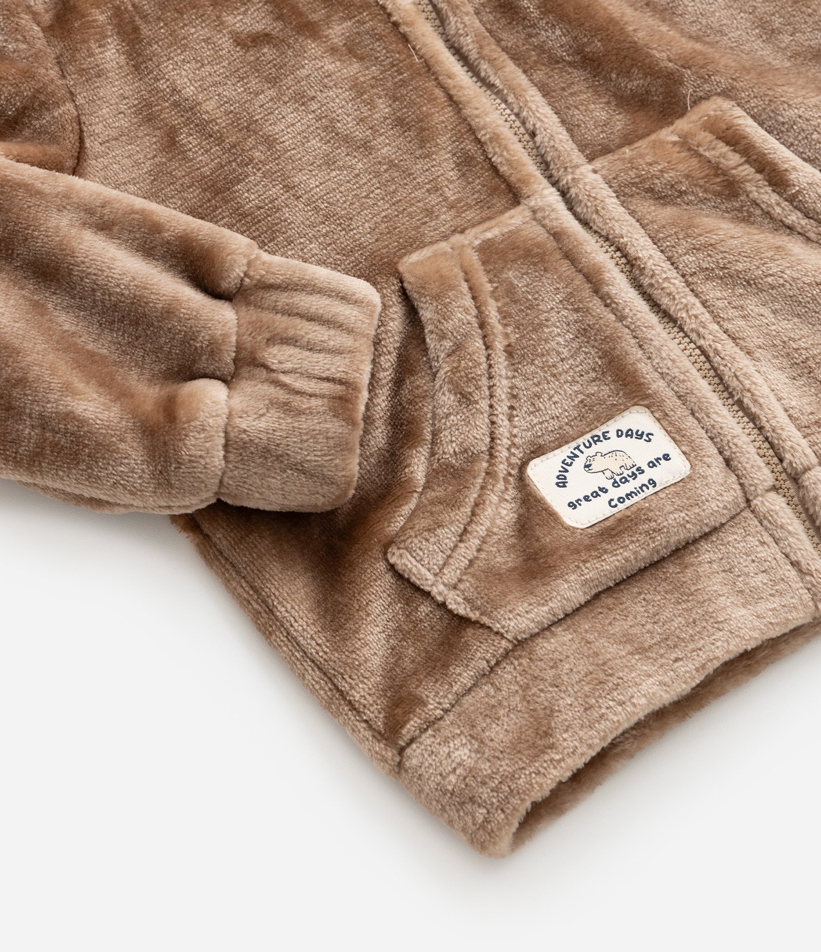Jaqueta Infantil em Fleece com Capuz de Ursinho - Tam 1 a 5 anos Marrom 4