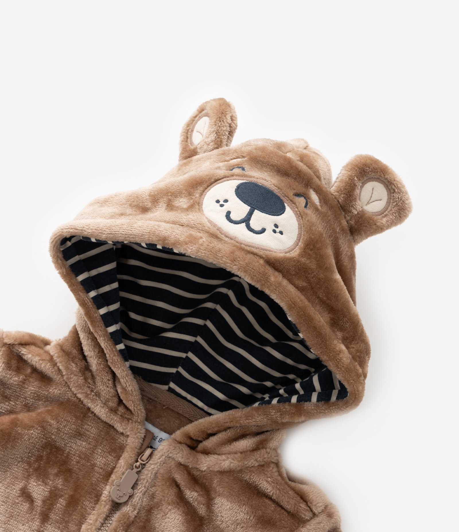 Jaqueta Infantil em Fleece com Capuz de Ursinho - Tam 1 a 5 anos Marrom 6