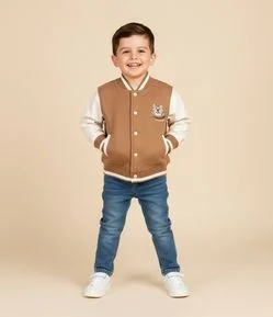 Jaqueta Bomber Infantil com Bordado Tigre - Tam 1 a 5 Anos