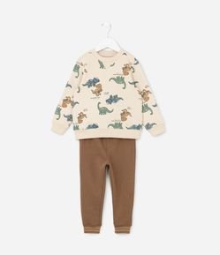 Conjunto Infantil em Algodão com Estampa de Dinos -Tam 1 a 5 Anos