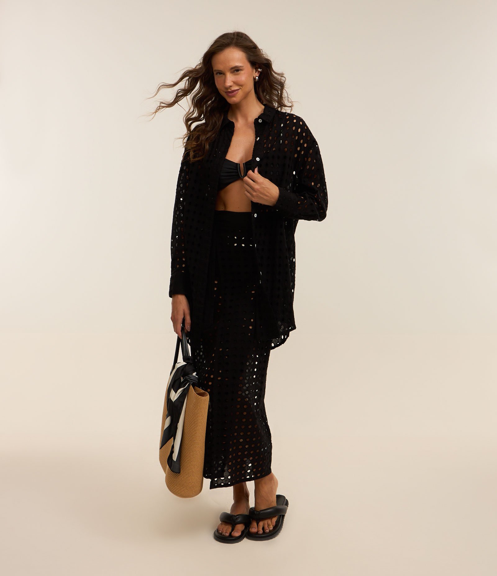 Saída de Praia Chemise em Laise Preto 1