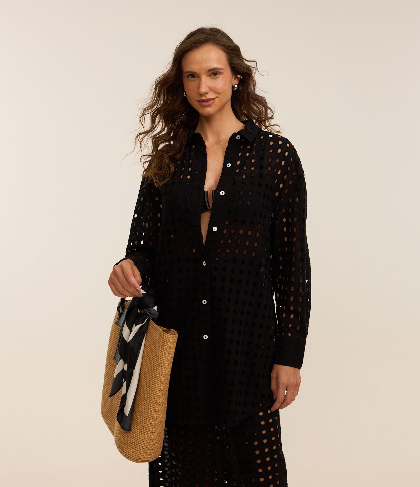 Saída de Praia Chemise em Laise Preto 4