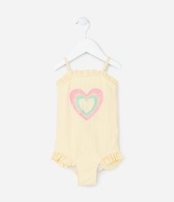 Maiô Infantil com Babados e Coração 3D - Tam 2 ao 10 Anos