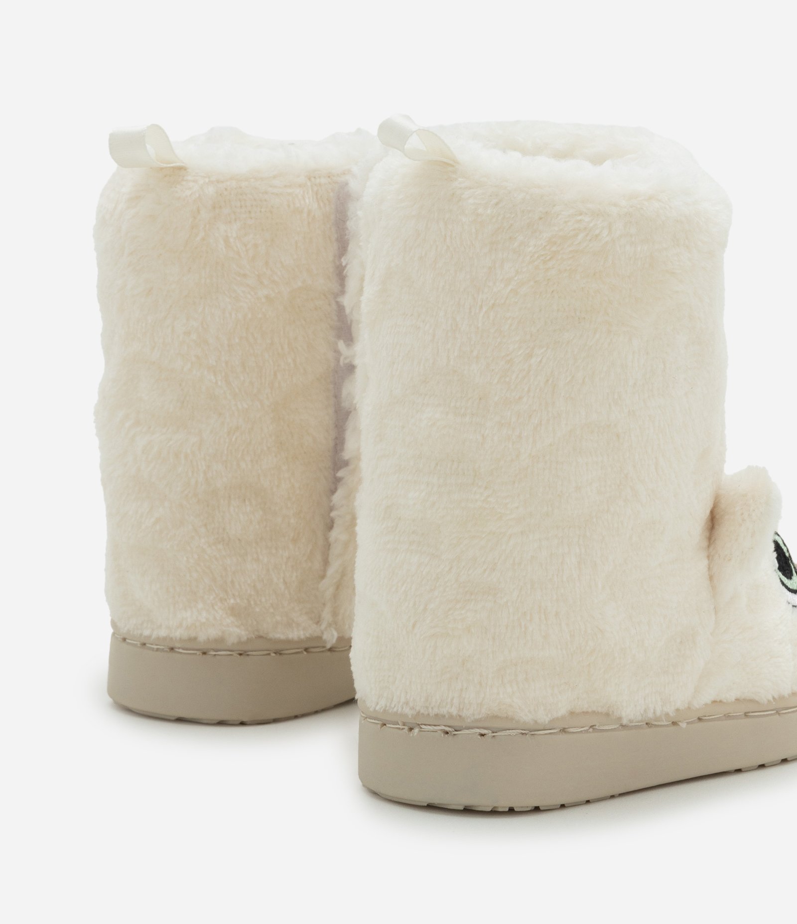 Pantufa Botinha Infantil em Fleece com Bordado de Oncinha - Tam 19 ao 28 Off White 2
