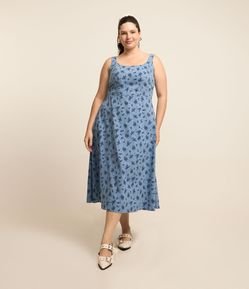 Vestido Midi em Sarja com Estampa Floral Curve & Plus Size