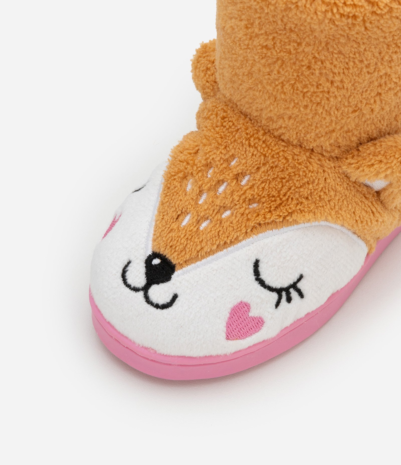 Pantufa Bota Infantil em Fleece com Bordado Raposa - Tam19 a 28 Laranja/Rosa 4