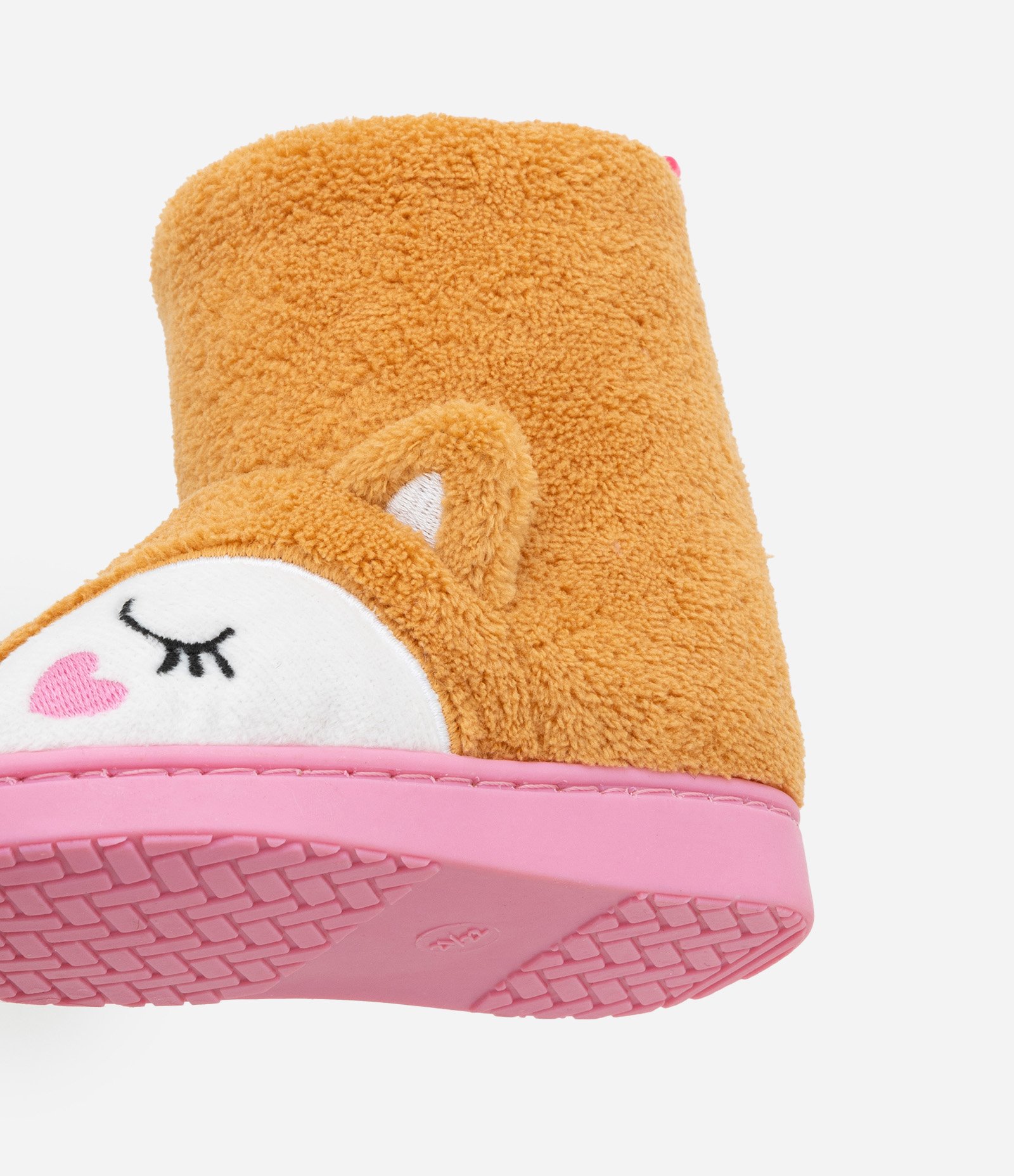 Pantufa Bota Infantil em Fleece com Bordado Raposa - Tam19 a 28 Laranja/Rosa 6