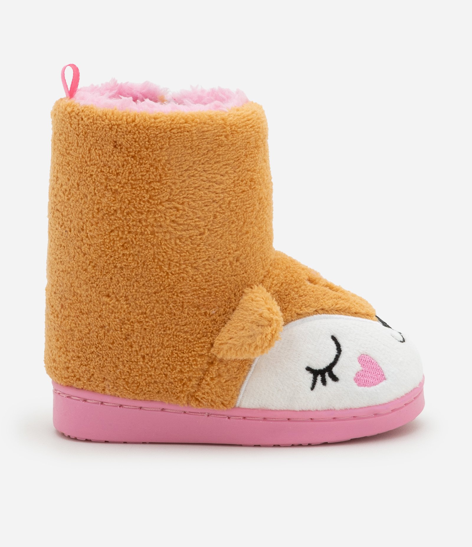 Pantufa Bota Infantil em Fleece com Bordado Raposa - Tam19 a 28 Laranja/Rosa 7