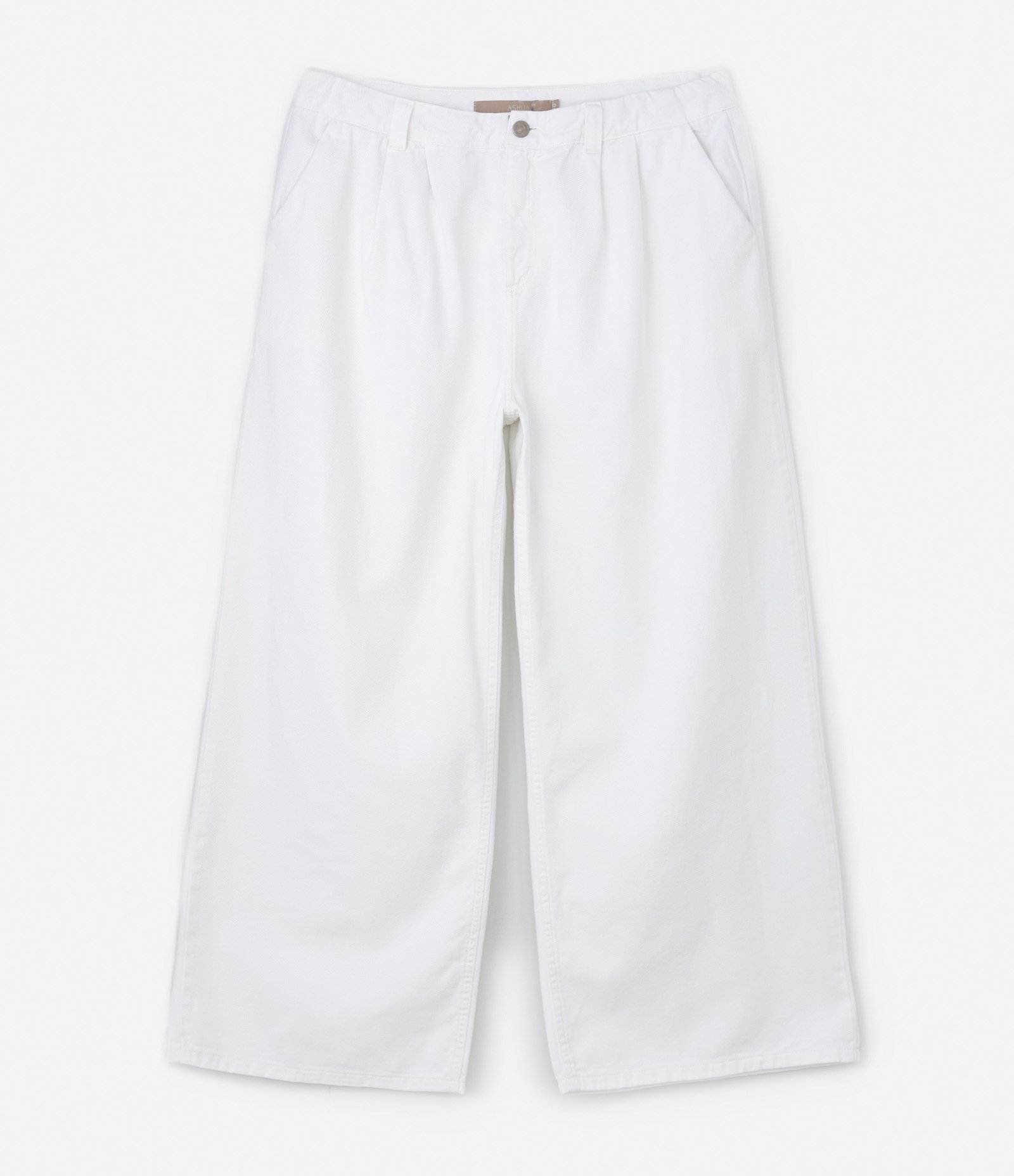 Calça Wide Leg em Sarja com Pregas Curve & Plus Size Branco 6