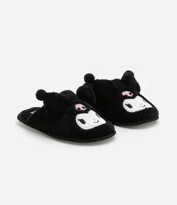 Pantufa Chinelo Infantil com Bordado Kuromi - Tam 29 a 36