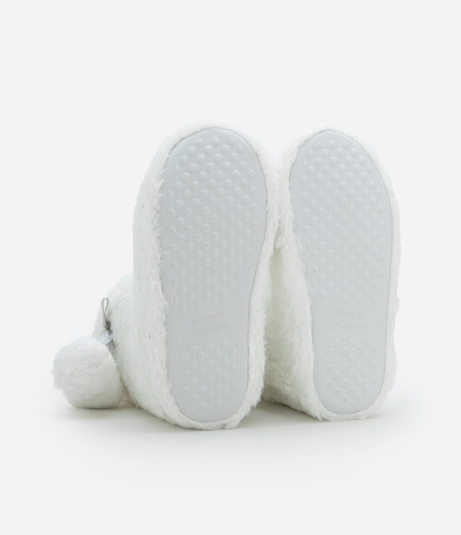 Pantufa Bota Infantil com Pompons e Estrelinhas - Tam 29 a 36 Branco 4