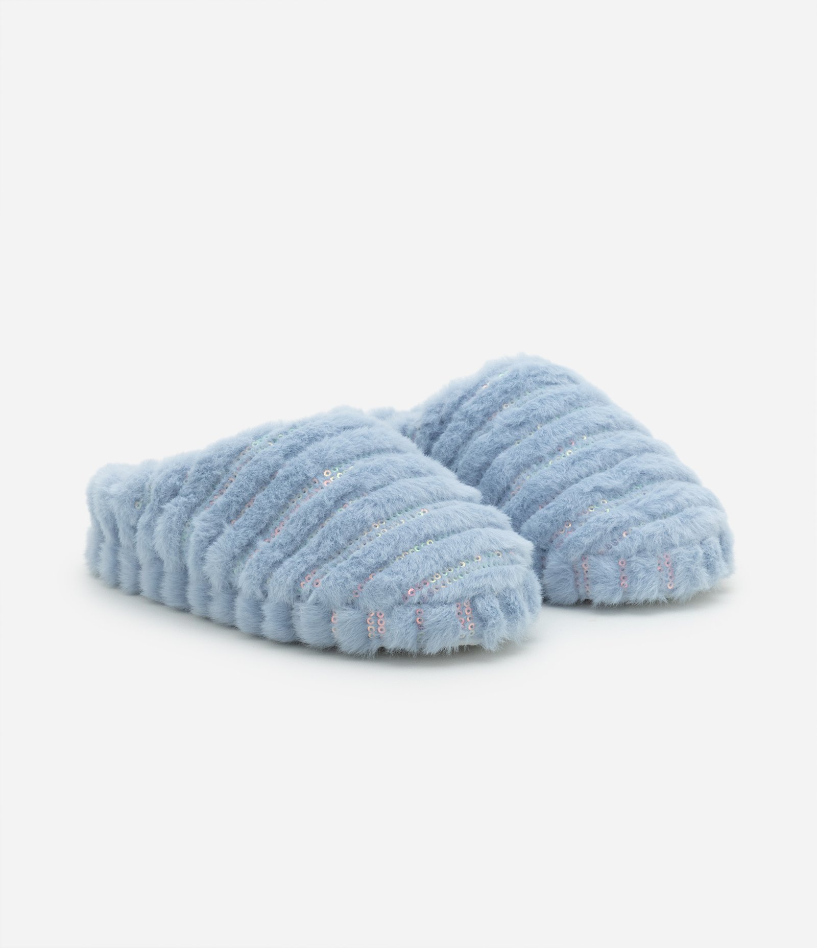 Pantufa Chinelo Infantil com Bordado de Paetês - Tam 29 a 36 Azul 1