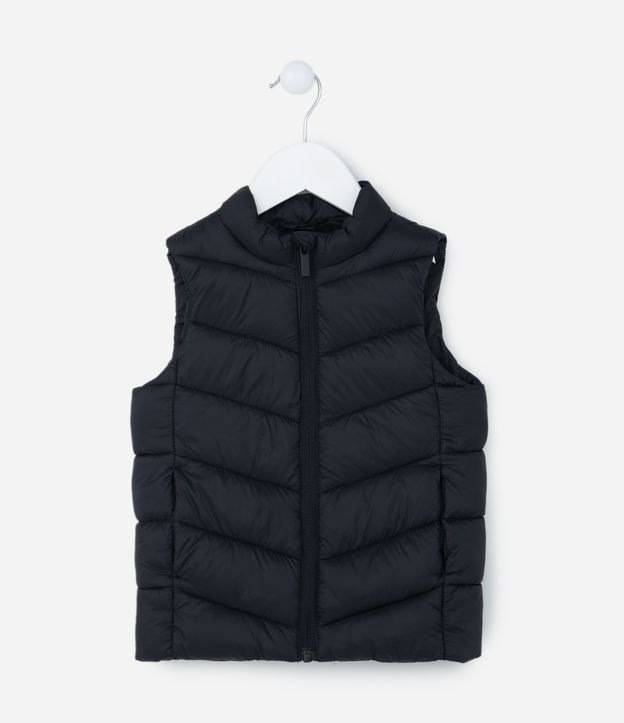 Colete Puffer Infantil Básico em Microfibra - Tam 1 a 4 Anos