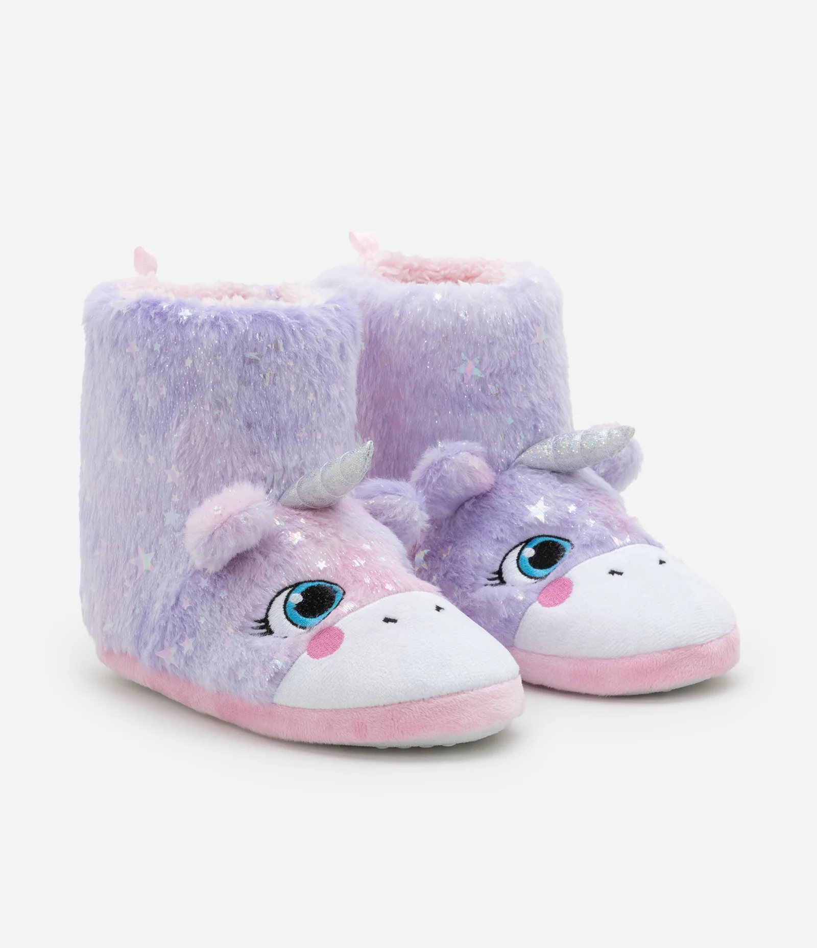Pantufa Bota Infantil em Fleece com Bordado Unicórnio - Tam 19 a 28 Lilás 1
