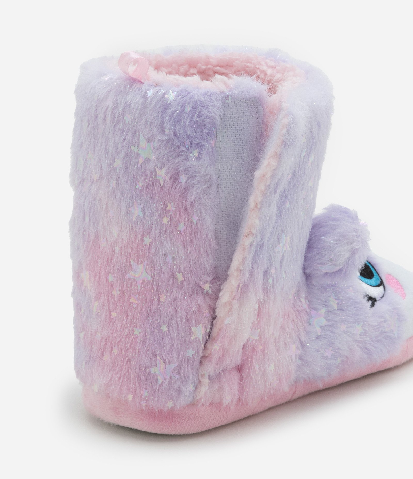 Pantufa Bota Infantil em Fleece com Bordado Unicórnio - Tam 19 a 28 Lilás 4