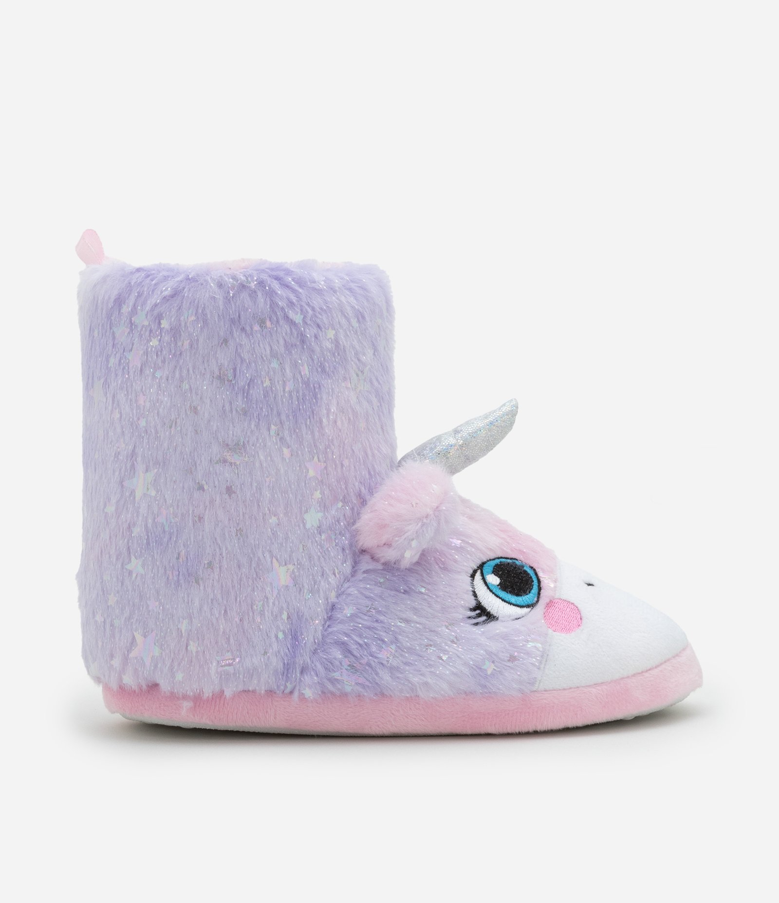 Pantufa Bota Infantil em Fleece com Bordado Unicórnio - Tam 19 a 28 Lilás 6