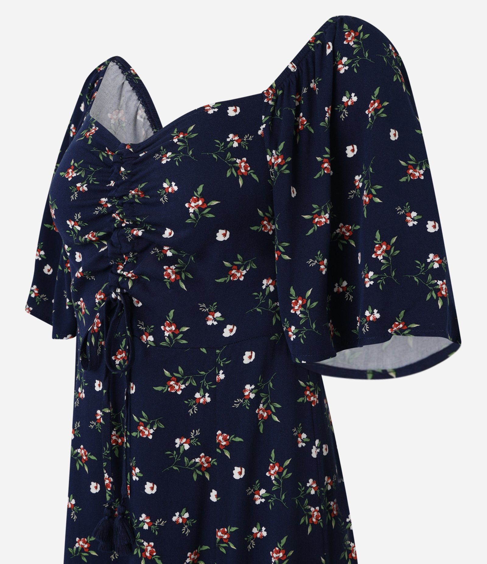 Vestido New Midi em Viscose com Florzinhas Azul 6