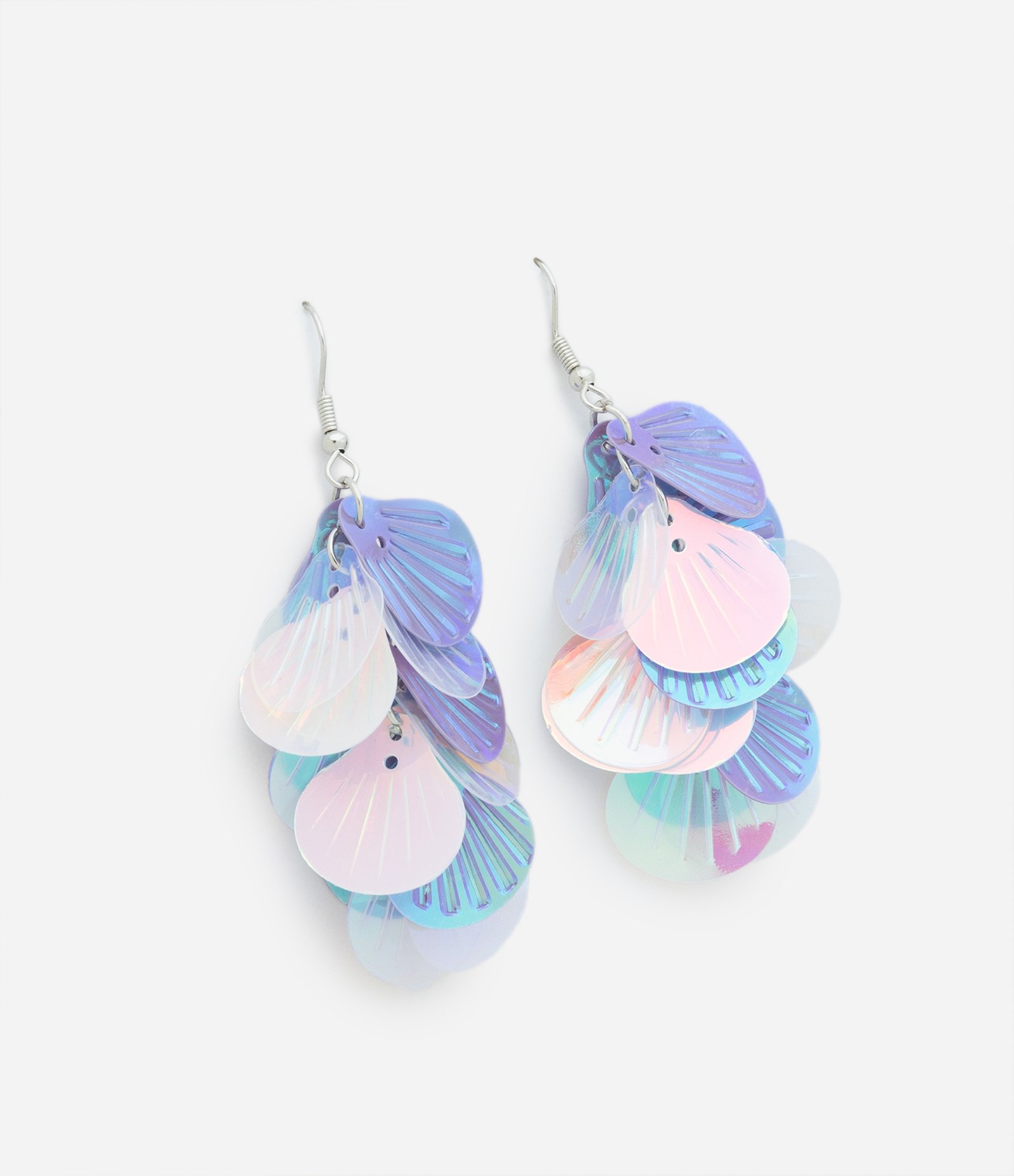 Brinco Médio de Anzol com Escamas de Sereia Holográficas Lilás 3