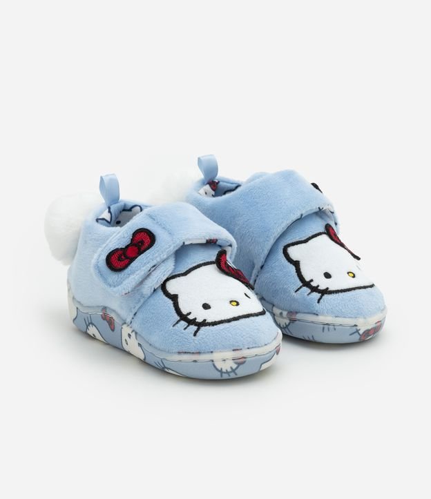 Pantufa Infantil com Bordado Hello Kitty e Pompom - Tam 19 a 28