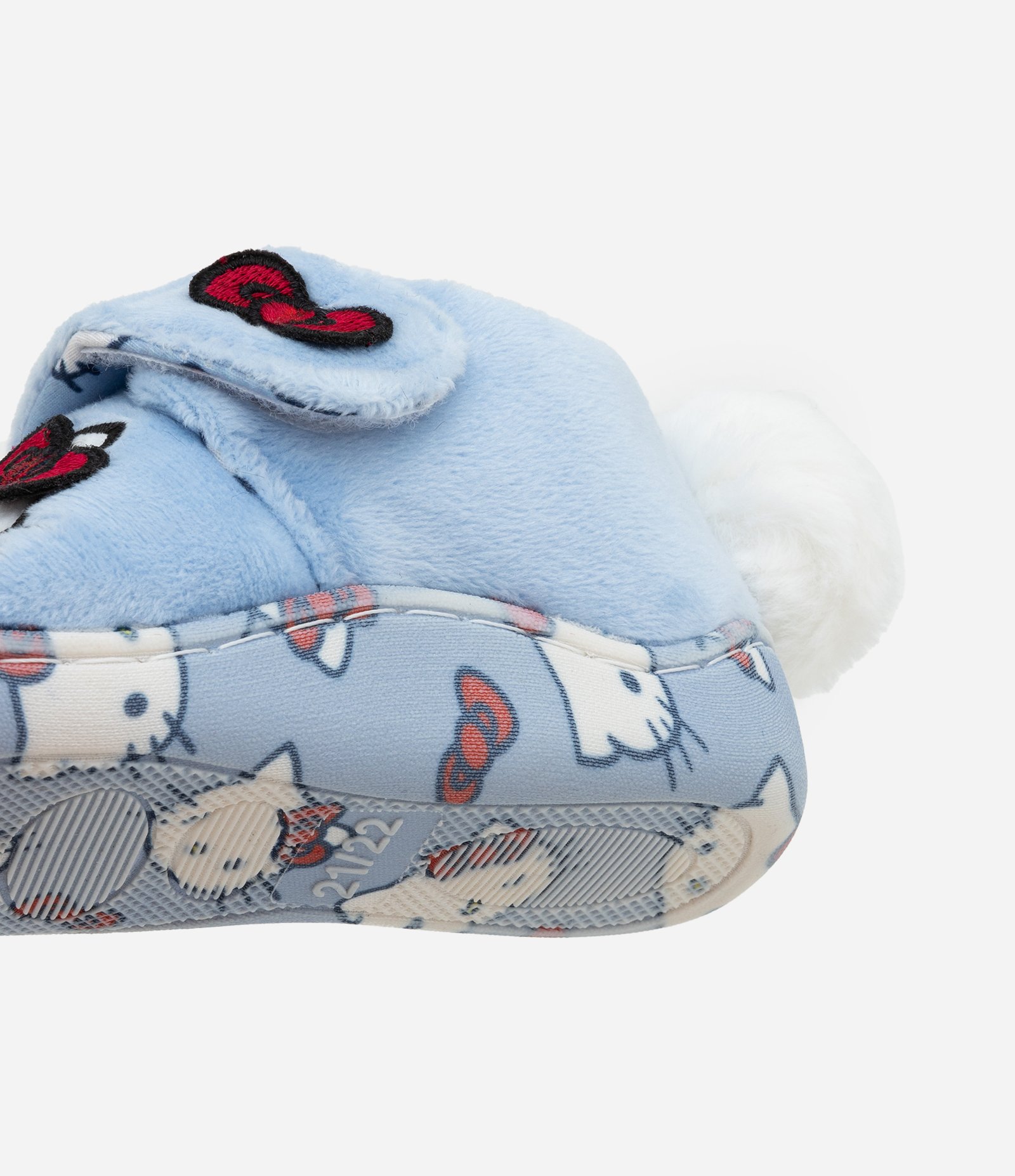 Pantufa Infantil com Bordado Hello Kitty e Pompom - Tam 19 a 28 Azul 2