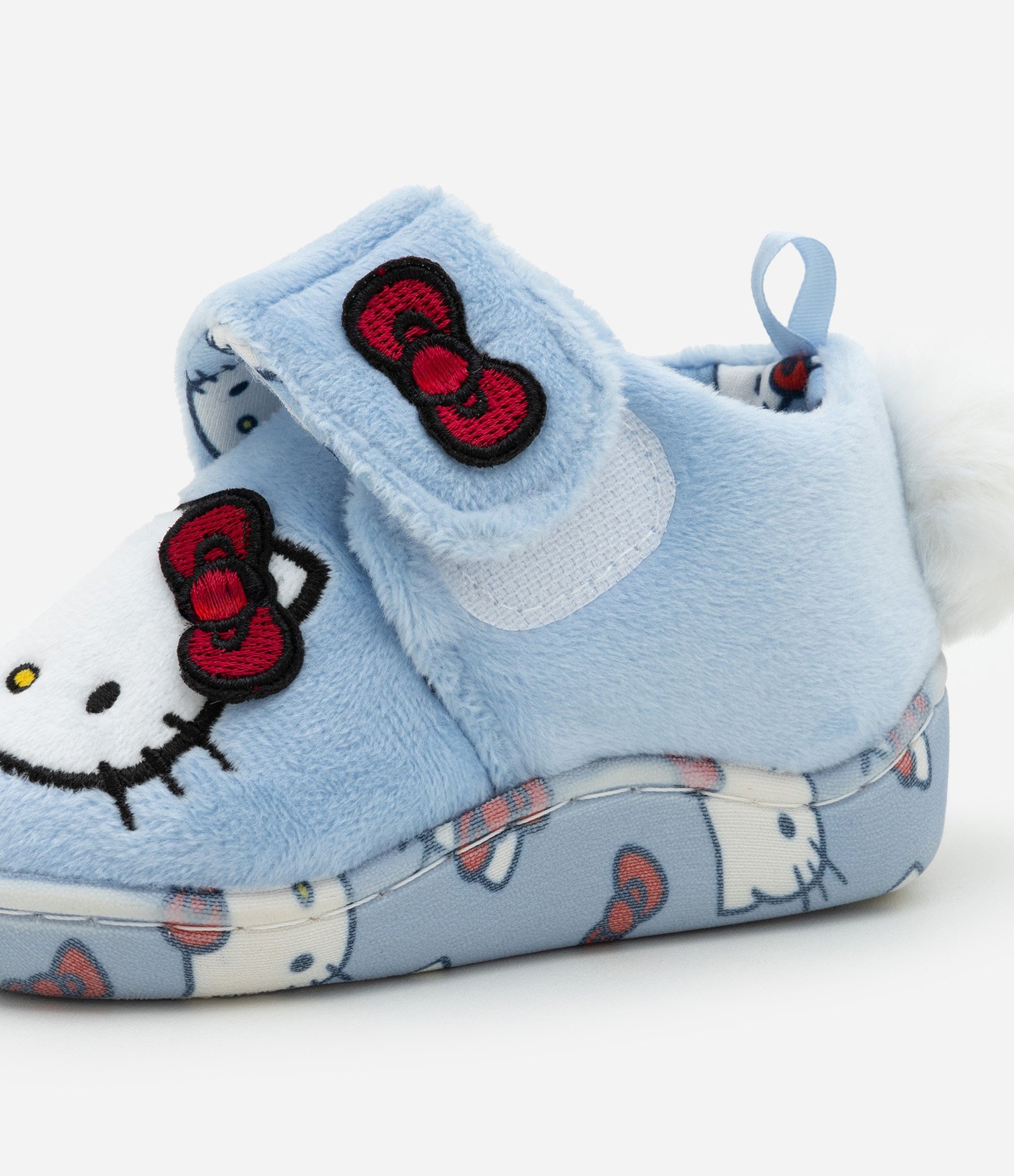 Pantufa Infantil com Bordado Hello Kitty e Pompom - Tam 19 a 28 Azul 3
