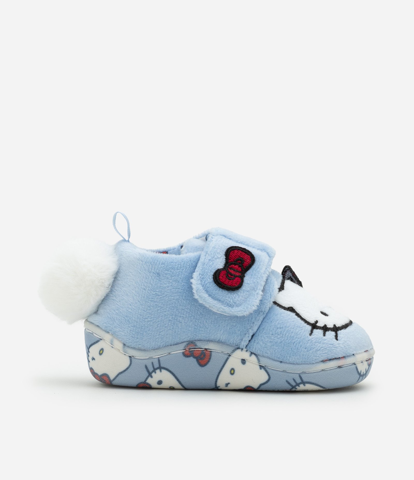 Pantufa Infantil com Bordado Hello Kitty e Pompom - Tam 19 a 28 Azul 5