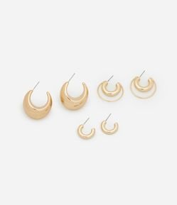 Kit 03 Brincos Argolas em Metal em Diferentes Tamanhos